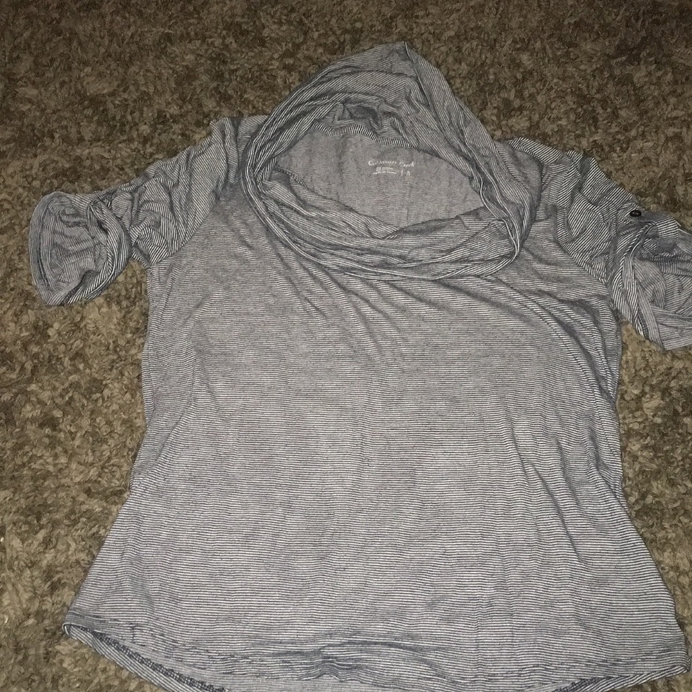 Coldwater Creek blue cowl neck shirt size S